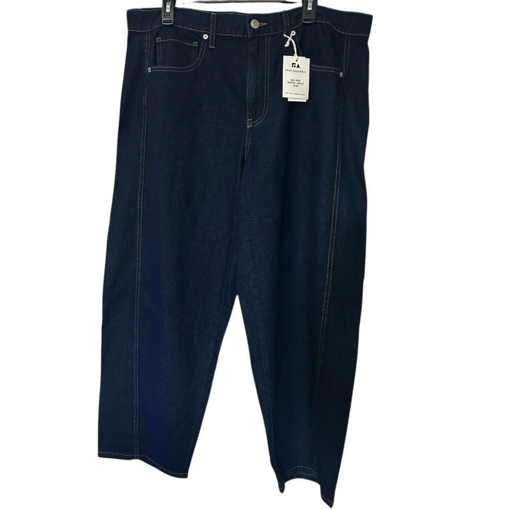 New Free Assembly Size 14 Women’s Mid Rise Barrel Ankle Dark Jeans